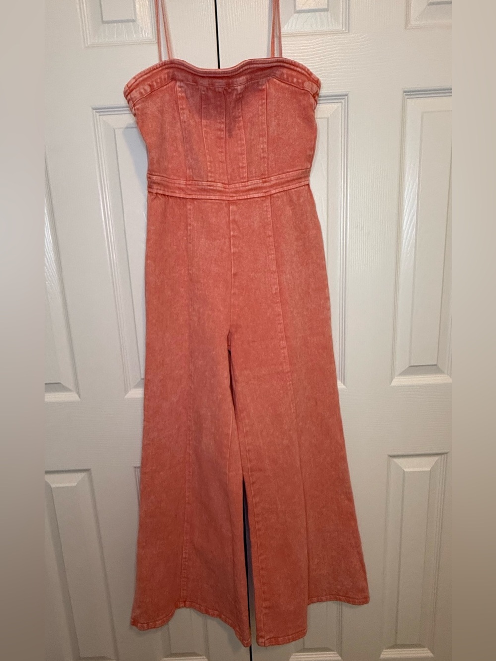 VICI Women's Coral Strapless Wide-Leg Denim Jumpsuit